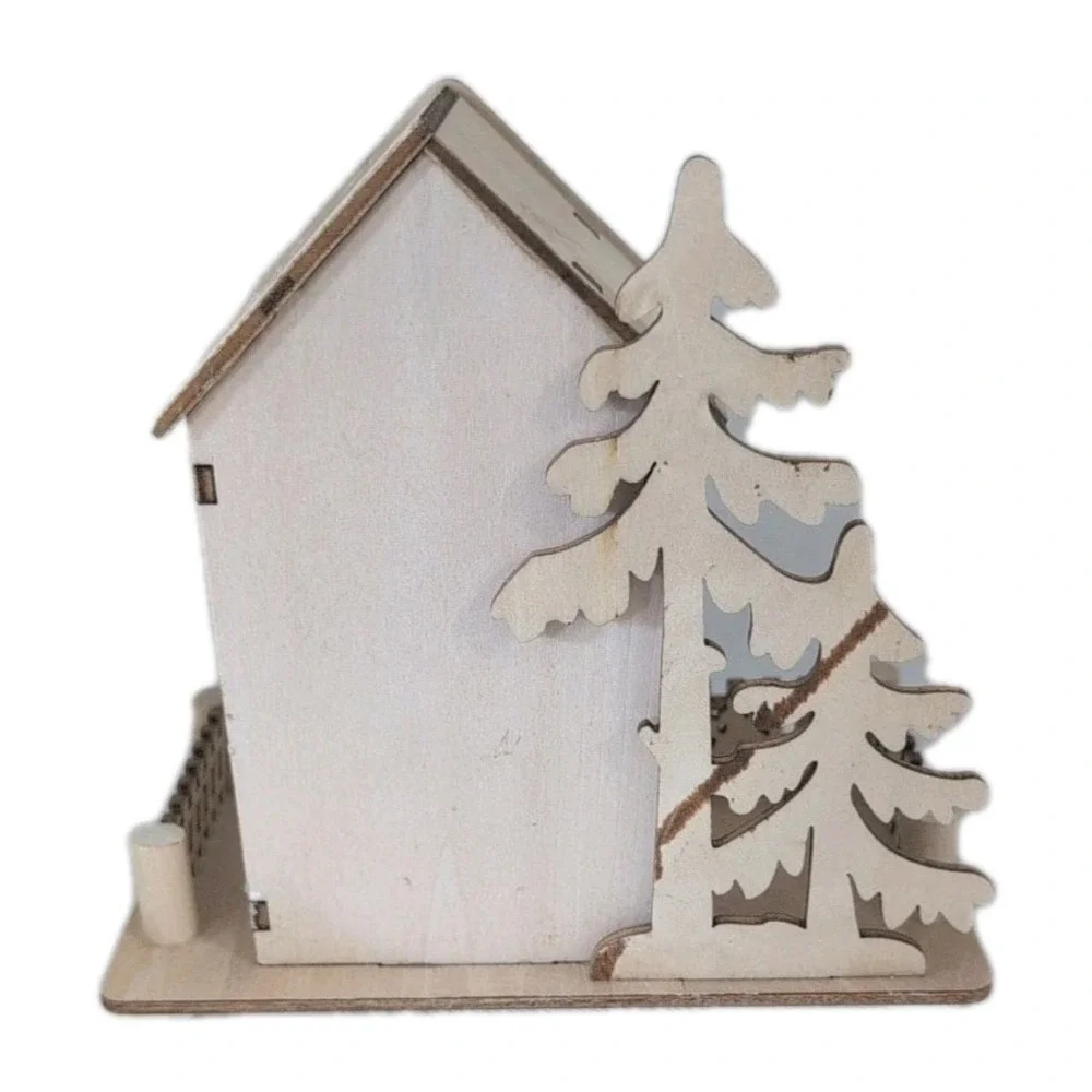 World Market Laser Cut Wood Folk Tall Cottage LED Light‎ Up 2019